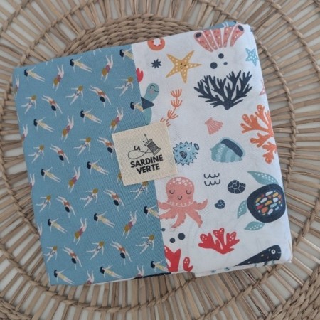 Tapis patchwork à colorier - Animaux marins et nageuses
