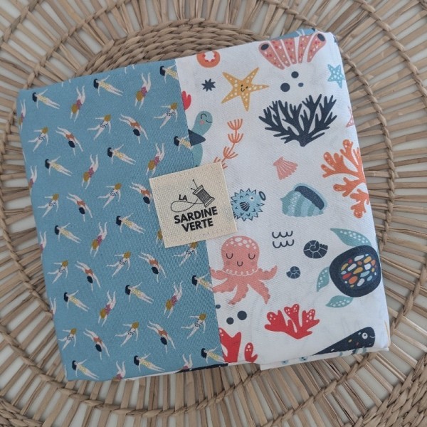 Tapis patchwork à colorier - Animaux marins et nageuses