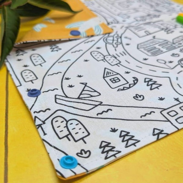 Coloriage lavable nomade - En ville